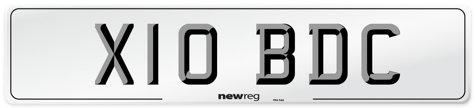 X10 BDC Number Plate from New Reg